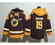 Men's San Diego Padres #19 Tony Gwynn Brown Gold Ageless Must-Have Lace-Up Pullover Hoodie