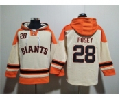 Men's San Francisco Giants #28 Buster Posey Cream Ageless Must-Have Lace-Up Pullover Hoodie