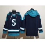 Men's Seattle Mariners Blank Navy Lace-Up Pullover Hoodie