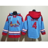 Men's St.Louis Cardinals #4 Yadier Molina Blue Ageless Must-Have Lace-Up Pullover Hoodie