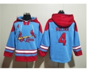 Men's St.Louis Cardinals #4 Yadier Molina Blue Ageless Must-Have Lace-Up Pullover Hoodie