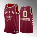 Men 2024 All Star #0 Tyrese Haliburton Crimson Stitched Basketball Jersey