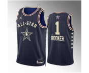 Men 2024 All Star #1 Devin Booker Navy Stitched Basketball Jersey