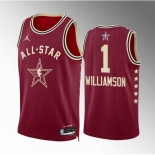 Men 2024 All Star #1 Zion Williamson Crimson Stitched Basketball Jersey