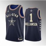 Men 2024 All Star #1 Zion Williamson Navy Stitched Basketball Jersey