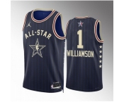 Men 2024 All Star #1 Zion Williamson Navy Stitched Basketball Jersey