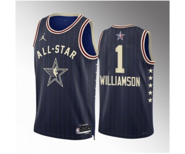 Men 2024 All Star #1 Zion Williamson Navy Stitched Basketball Jersey