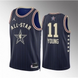 Men 2024 All Star #11 Trae Young Crimson Navy Stitched Basketball Jersey