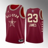 Men 2024 All Star #23 LeBron James Crimson Stitched Basketball Jersey