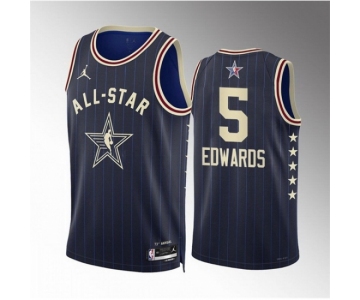 Men 2024 All Star #5 Anthony Edwards Navy Stitched Basketball Jersey