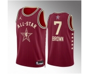 Men 2024 All Star #7 Jaylen Brown Crimson Stitched Basketball Jersey