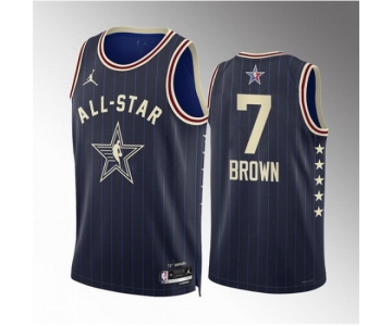 Men 2024 All Star #7 Jaylen Brown Navy Stitched Basketball Jersey