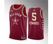 Men's 2024 All-Star #5 Anthony Edwards Crimson Stitched Basketball Jersey