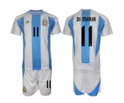 Men's Argentina #11 Di maria White Blue 2024-25 Home Soccer Jersey Suit