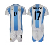 Men's Argentina #17 Alejandro Garnacho White Blue 2024-25 Home Soccer Jersey Suit