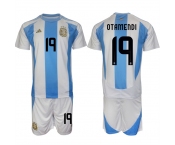 Men's Argentina #19 Nicolás Otamendi White Blue 2024-25 Home Soccer Jersey Suit