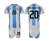 Men's Argentina #20 Alexis Mac Allister White Blue 2024-25 Home Soccer Jersey Suit