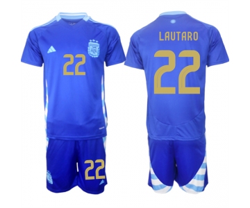 Men's Argentina #22 Lautaro Blue 2024-25 Away SoccerJersey Suit