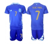 Men's Argentina #7 Rodrigo Javier De Paul Blue 2024-25 Away SoccerJersey Suit