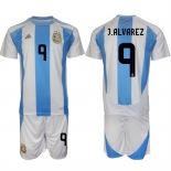 Men's Argentina #9 Gabriel Batistuta White Blue 2024-25 Home Soccer Jersey Suit