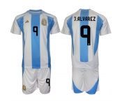 Men's Argentina #9 Gabriel Batistuta White Blue 2024-25 Home Soccer Jersey Suit