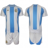 Men's Argentina Blank White Blue 2024-25 Home SoccerJersey Suit