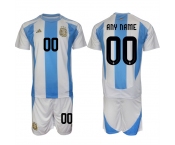 Men's Argentina Custom White Blue 2024-25 Home Soccer Jersey Suit