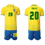 Men's Brazil #20 Vini Jr. Yellow Home Soccer Jersey Suit