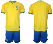 Men's Brazil Blank Yellow Home Soccer Jersey Suit