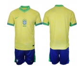 Men's Brazil Custom Yellow 2024-25 Soccer Jersey Suit