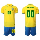 Men's Brazil Custom Yellow Home Soccer Jersey Suit