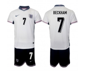 Men's England #7 Beckham 2024-25 White Home Soccer Jersey Suit