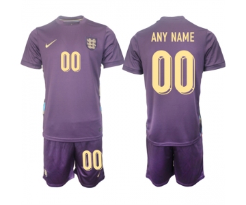 Men's England Custom 2024-25 Purple Away Soccer Jersey Suit