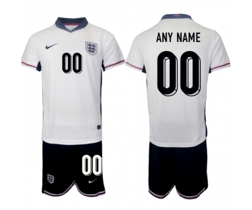 Men's England Custom 2024-25 White Home Soccer Jersey Suit