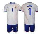 Men's France #1 Hugo Lloris White 2024-25 Away Soccer Jersey Suit