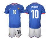 Men's France #10 Mbappe Blue 2024-25 Home Soccer Jersey Suit