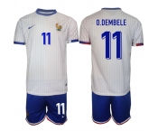 Men's France #11 Ousmane Dembele White 2024-25 Away Soccer Jersey Suit