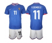 Men's France #11 Ousmane Dembélé Blue 2024-25 Home Soccer Jersey Suit