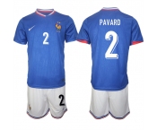 Men's France #2 Benjamin Pavard Blue 2024-25 Home Soccer Jersey Suit