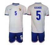 Men's France #5 Jules Koundé White 2024-25 Away Soccer Jersey Suit