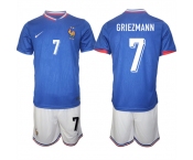 Men's France #7 Antoine Griezmann Blue 2024-25 Home Soccer Jersey Suit