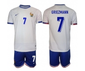 Men's France #7 Antoine Griezmann White 2024-25 Away Soccer Jersey Suit