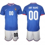 Men's France Custom Blue 2024-25 Home Soccer Jersey Suit