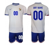 Men's France Custom White 2024-25 Away Soccer Jersey Suit