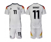 Men's Germany #11 Julian Brandt White 2024-25 Home Soccer Jersey Suit