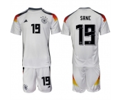 Men's Germany #19 Leroy Sané White 2024-25 Home Soccer Jersey Suit