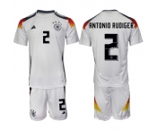 Men's Germany #2 Antonio Rüdiger White 2024-25 Home Soccer Jersey Suit