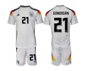 Men's Germany #21 İlkay Gündoğan White 2024-25 Home Soccer Jersey Suit