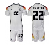 Men's Germany #22 Ter Stegen White 2024-25 Home Soccer Jersey Suit