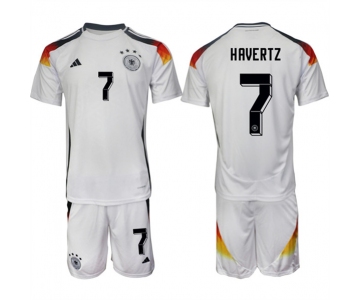 Men's Germany #7 Kai Havertz White 2024-25 Home Soccer Jersey Suit